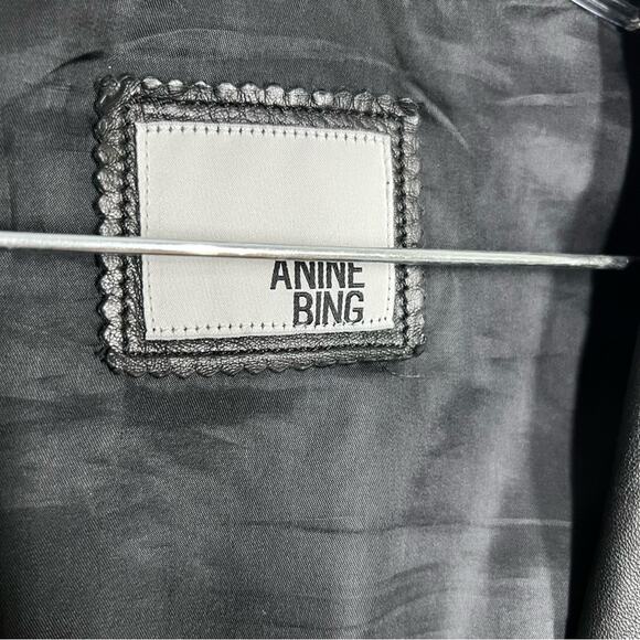 Anine Bing Quilted Black Leather Biker Moto Zip Jacket Sz XS - Picture 15 of 15